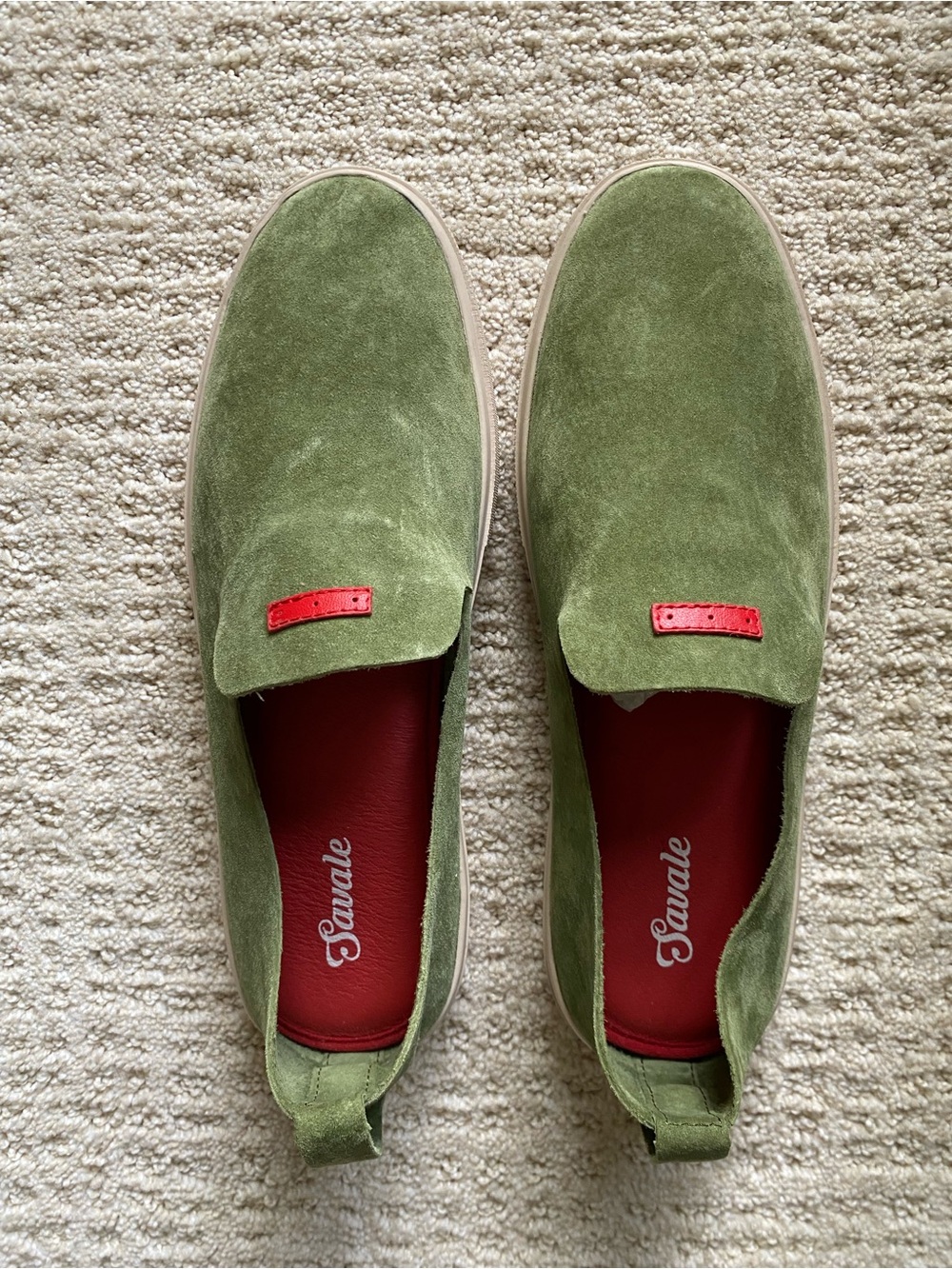 Savalé “the glover” unisex green suede slip on